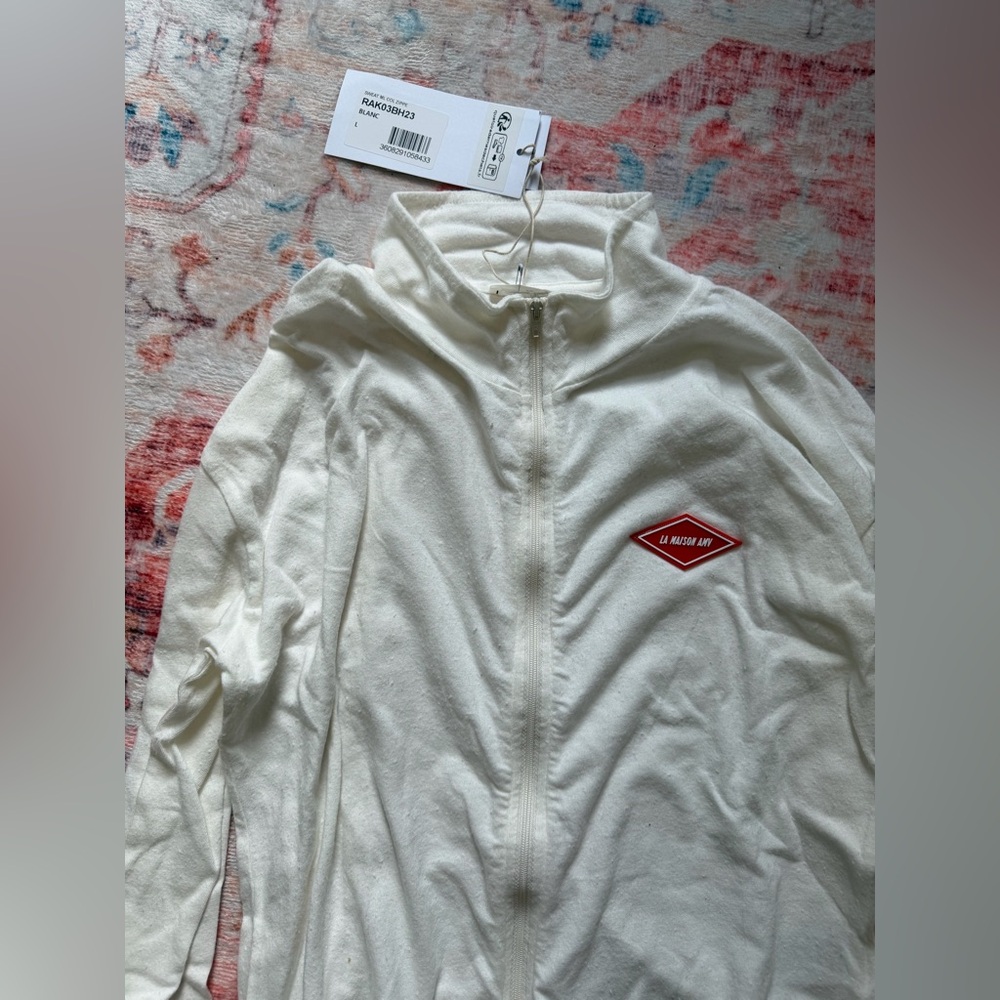 American Vintage Cream Zip-Up with Red Logo